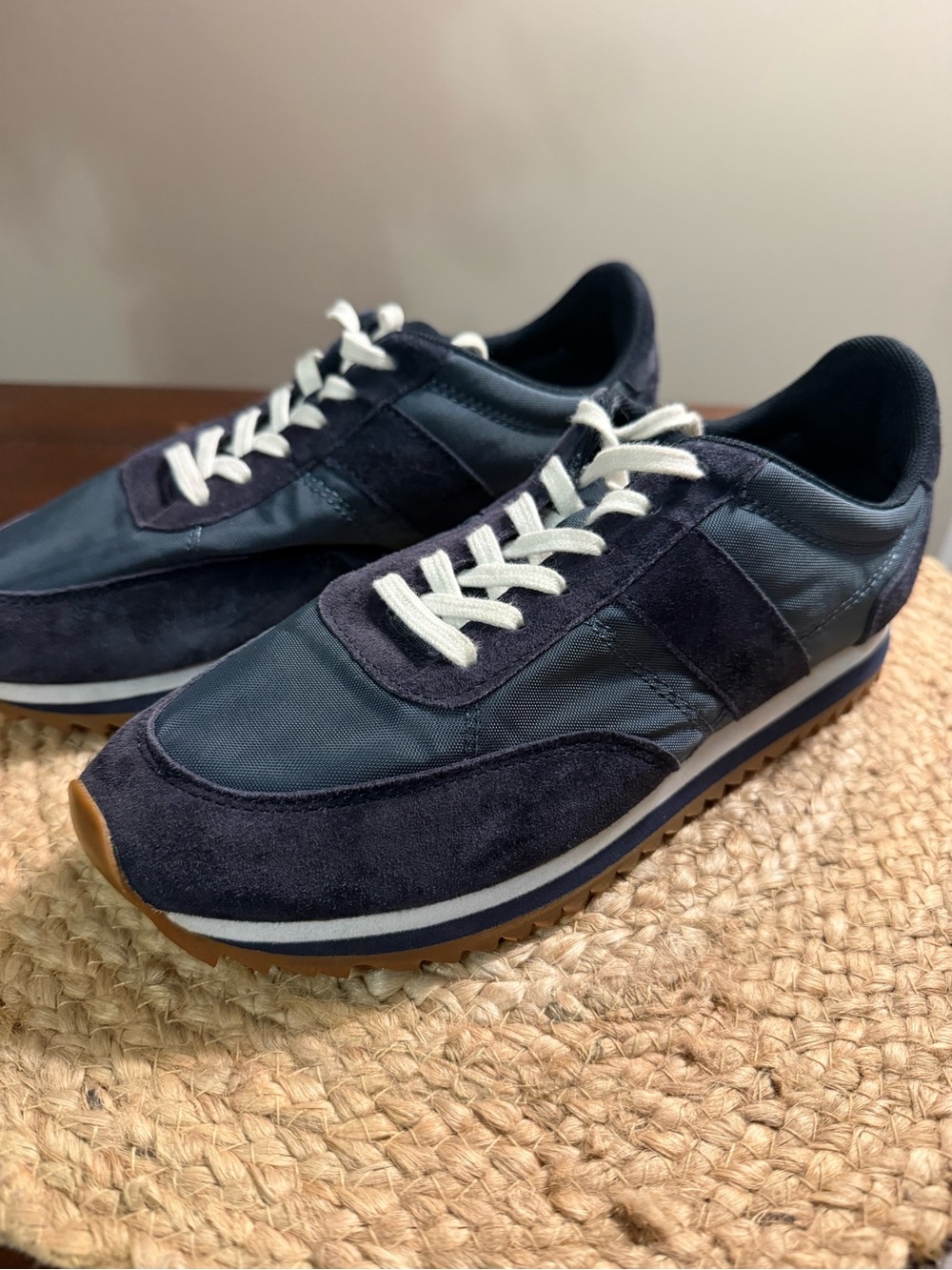 J. Crew Women’s Size 6.5 Suede & Nylon Retro Trainer Sneakers in Navy